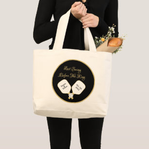 Grand Tote Bag Activité mariage Week-end Pickleball Gold & White