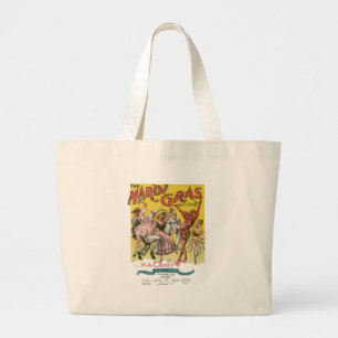 Grand Tote Bag Affiche jaune antique Mardi Gras