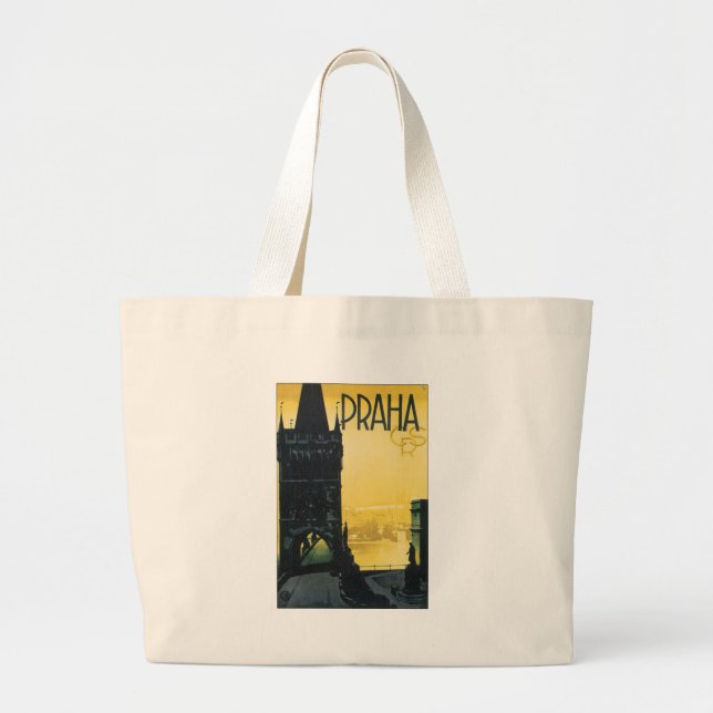 Grand Tote Bag Affiche vintage de Praha (Devant)