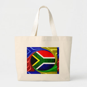 Grand Tote Bag Afrique du Sud Drapeau : Motif dynamique à balayag