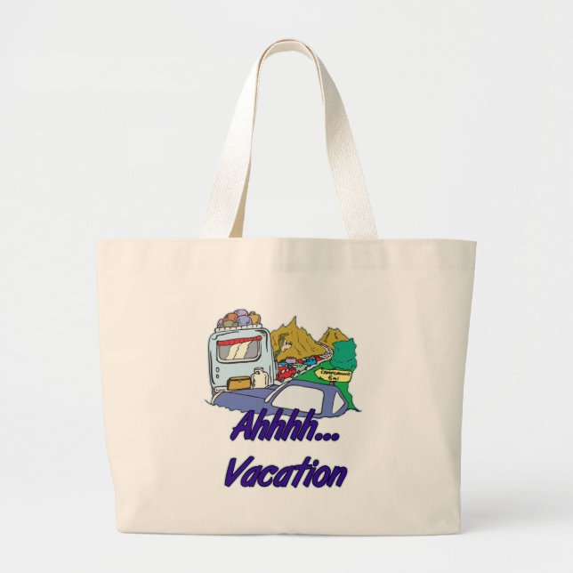 Grand Tote Bag Ahh Camping de vacances (Devant)
