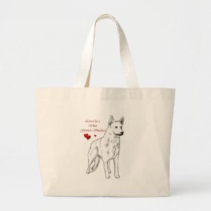 Grand Tote Bag Aimé Par Un Berger Allemand Blanc