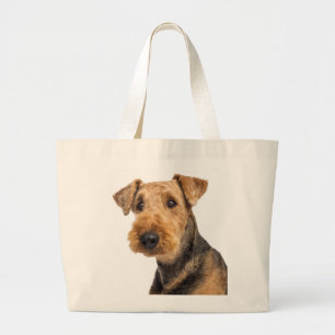 Grand Tote Bag Airedale Terrier Brown et Noir Chien Coquelicot Am