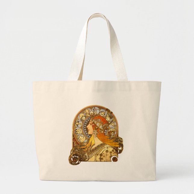 Grand Tote Bag Alfonse Mucha Zodiac Art nouveau femme (Devant)