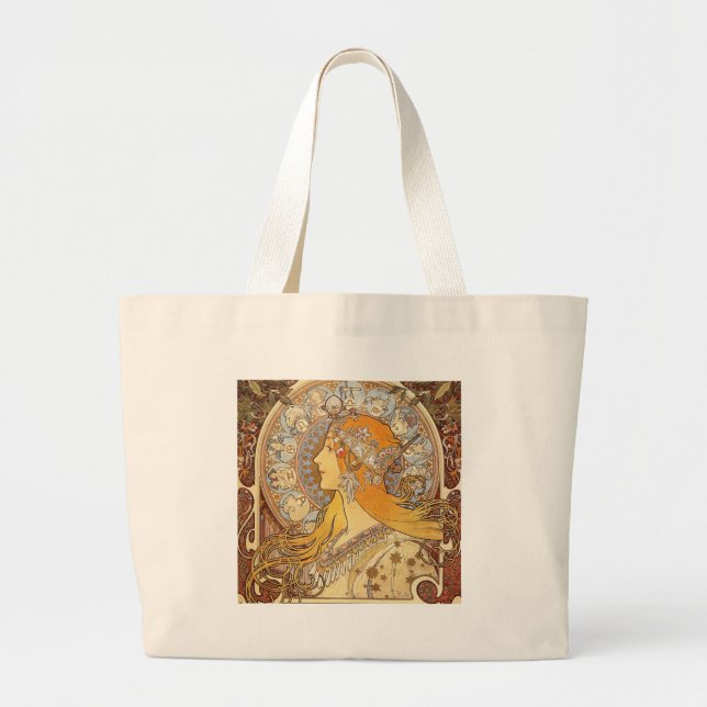 Grand Tote Bag Alfonse Mucha Zodiac Art nouveau femme (Devant)