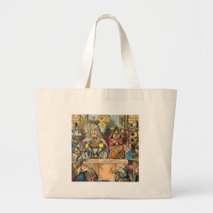 Grand Tote Bag Alice à Wonderland Cheshire Cat Characters