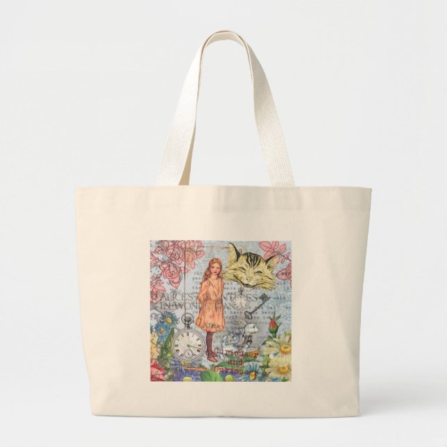 Grand Tote Bag Alice au pays des merveilles Cheshire Chat (Devant)