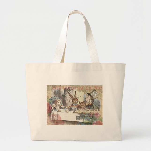 Grand Tote Bag Alice au pays des merveilles Mad Tea Party Art (Devant)