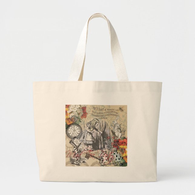 Grand Tote Bag Alice au pays des merveilles Rideau Art classique (Devant)