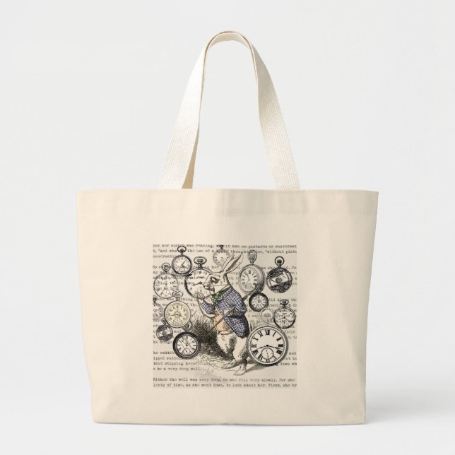 Grand Tote Bag Alice de lapin blanc au pays des merveilles (Devant)