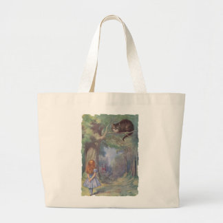 Grand Tote Bag Alice rencontre le chat de Cheshire
