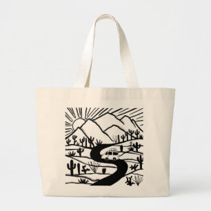 Grand Tote Bag Allons camper ! Montagnes du désert de Camper Vanl