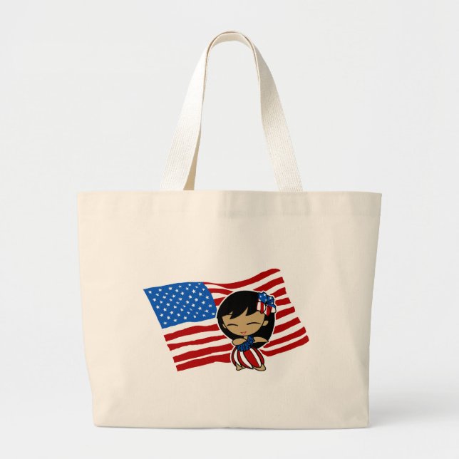 Grand Tote Bag Aloha Honeys USA Drapeau Hula Girl Bags & Tots (Devant)