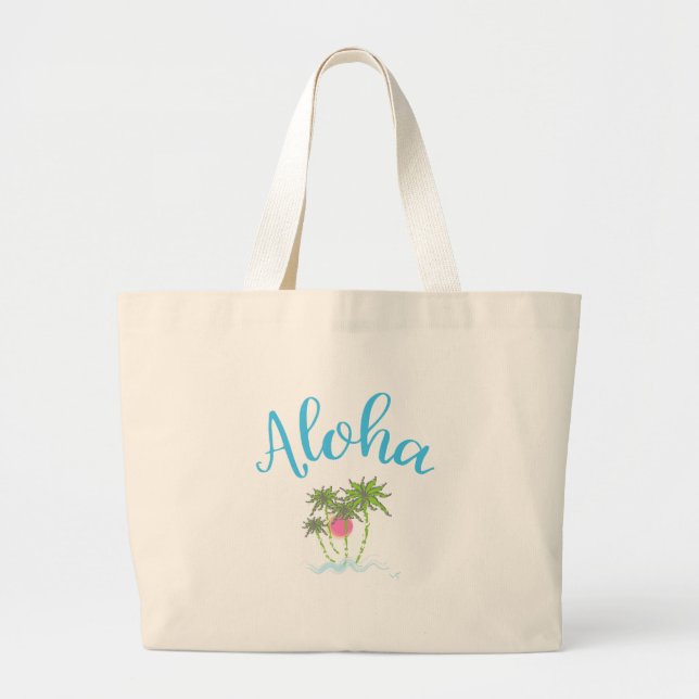 Grand Tote Bag Aloha Plages Hawaii Style été (Devant)