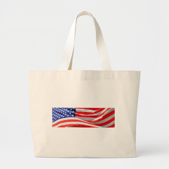 Grand Tote Bag American Flag, vous pouvez ajouter du texte et tél (Devant)