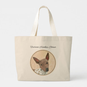 Grand Tote Bag American Hairless Terrier Tan Peinture Chien Art