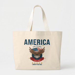 Grand Tote Bag Amérique 250 Ans Anniversaire Patriotique Aigle