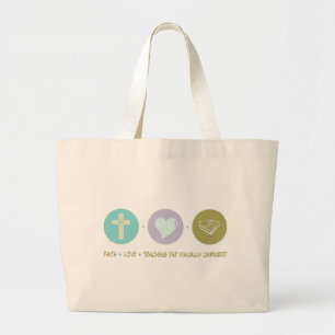 Grand Tote Bag Amour de foi enseignant le malvoyant
