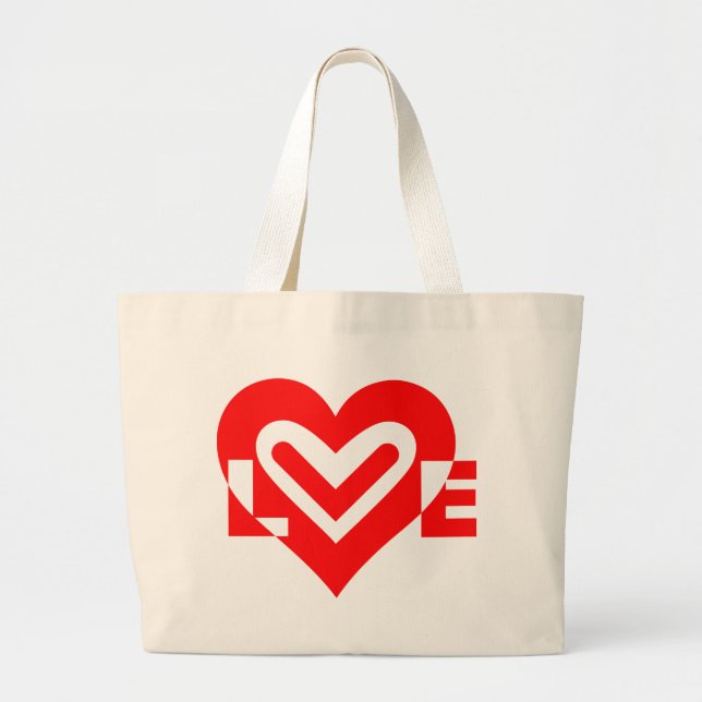 Grand Tote Bag Amour en rouge (Devant)