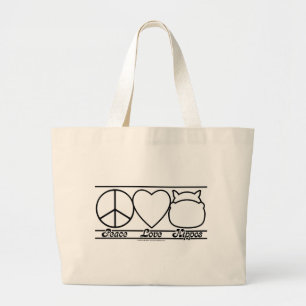 Grand Tote Bag Amour et hippopotames de paix