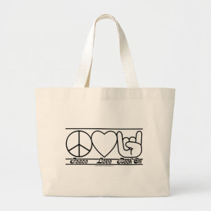 Grand Tote Bag Amour et RockOn de paix