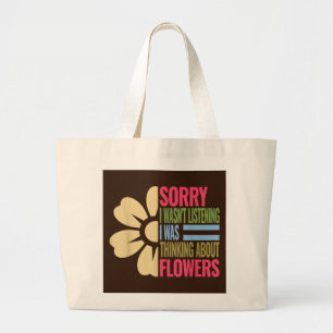Grand Tote Bag Amoureux de fleurs amusantes jardiner art