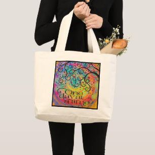 Grand Tote Bag Amusant gai un jour à la fois Citation