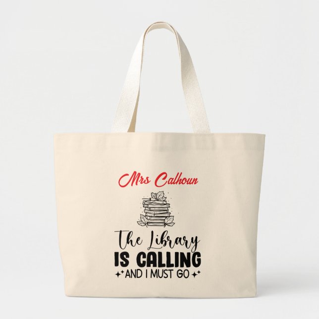 Grand Tote Bag Amusant La Bibliothèque Appelle (Devant)