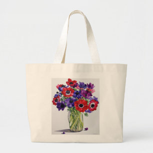 Grand Tote Bag Anémones dans une cruche en verre
