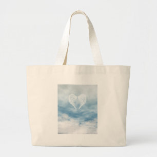 Grand Tote Bag Ange des ailes dans le ciel bleu nuageux