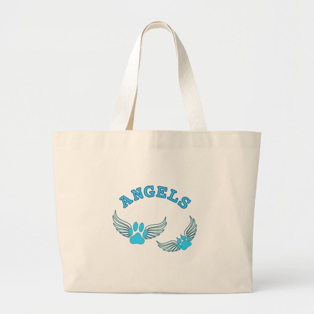 Grand Tote Bag Angel Pis Animaux En Bleu (Devant)