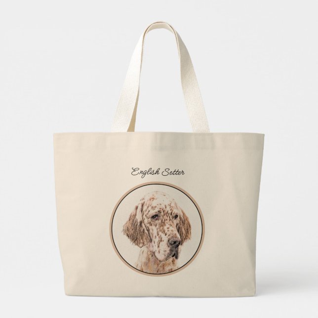Grand Tote Bag Anglais Setter Orange Belton Peinture Pet Chien Ar (Dos)