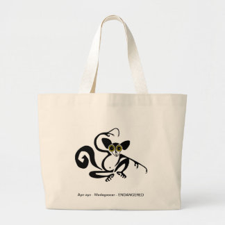 Grand Tote Bag Animaux bizarres -AYE-AYE -Espèces en voie de disp