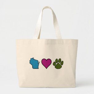 Grand Tote Bag Animaux de coeurs du Wisconsin