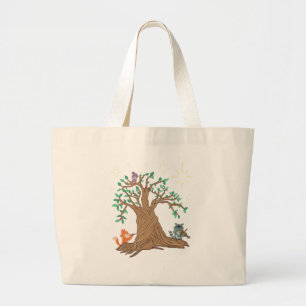 Grand Tote Bag Animaux de la forêt jouant de la musique Art fol