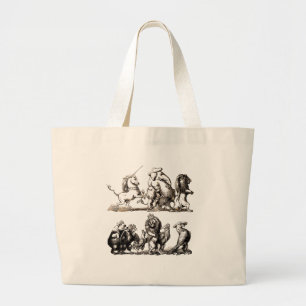 Grand Tote Bag Animaux Mignons Art Licorne Éléphant Lion Zoo