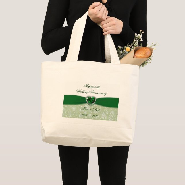 Grand Tote Bag Anniversaire de mariage de damassé (Devant (produit))