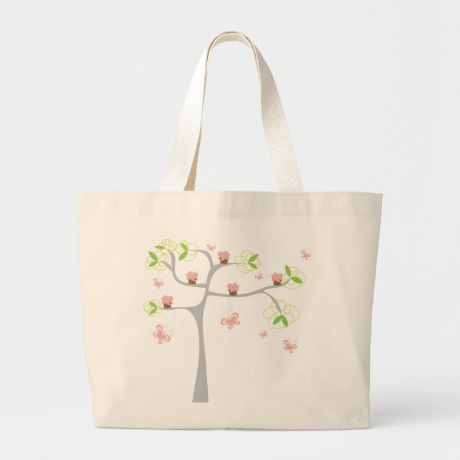 Grand Tote Bag Anniversaire lunatique de bonbon à papillons (Devant)