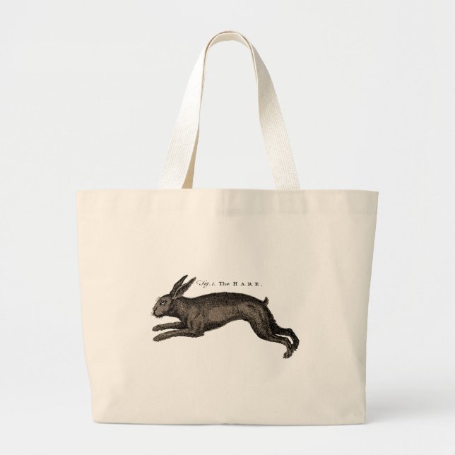 Grand Tote Bag Antique Histoire Naturelle Art Le lièvre (Devant)