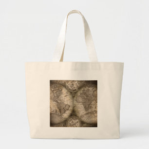 Grand Tote Bag Antique Historique Ancien Monde Atlas Continents