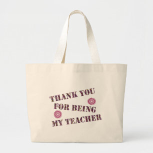 Grand Tote Bag Appréciation de l'enseignant Merci Fleur rose Flor