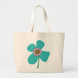 Grand Tote Bag Aqua Blue Daisy Pop Summer Flower Whimsical Cute