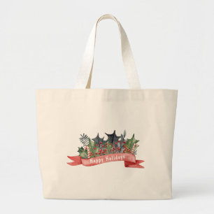 Grand Tote Bag Aquarelle Holly Banner personnalisable