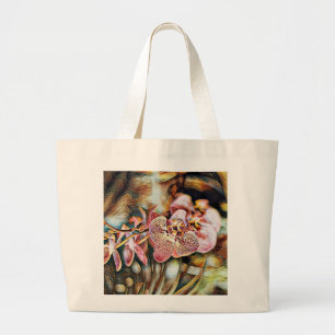 Grand Tote Bag Aquarelle vintage Peinture des fleurs d'orchidées