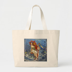 Grand Tote Bag Aquarius Mermaid Bleu gothique