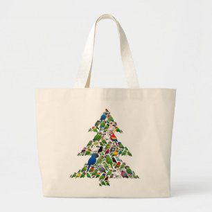 Grand Tote Bag Arbre de Noël du perroquet