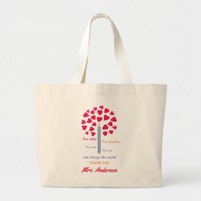 Grand Tote Bag Arbre grand crayon / Appréciation de l'enseignant (Devant)