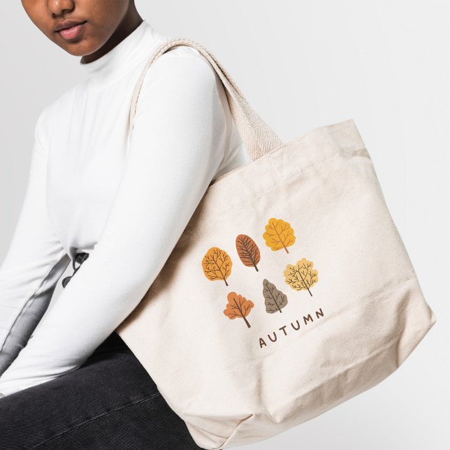 Grand Tote Bag Arbres d'automne minimalistes (Créateur téléchargé)