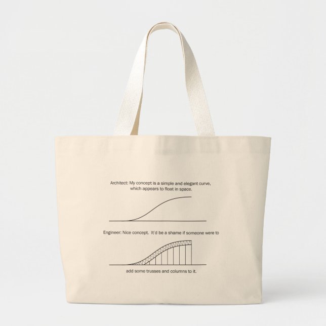 Grand Tote Bag Architecte contre Ingénieur (Devant)