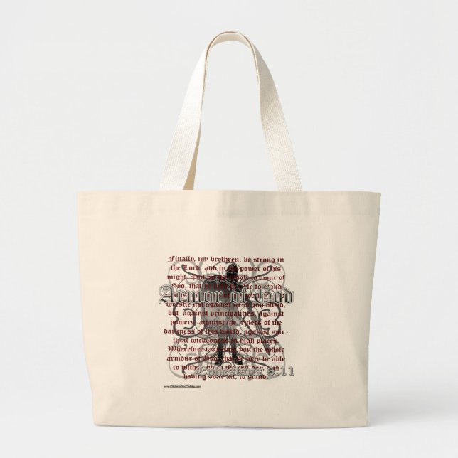 Grand Tote Bag Armure des marchandises chrétiennes de Dieu (Devant)